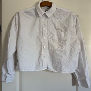 MADEWELL Blouse White 100% Cotton Cropped  Size Medium